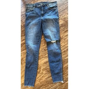 Kut From The Kloth Womens Blue Jeans Fab Ab Toothpick Skinny Size 10 Raw Hem
